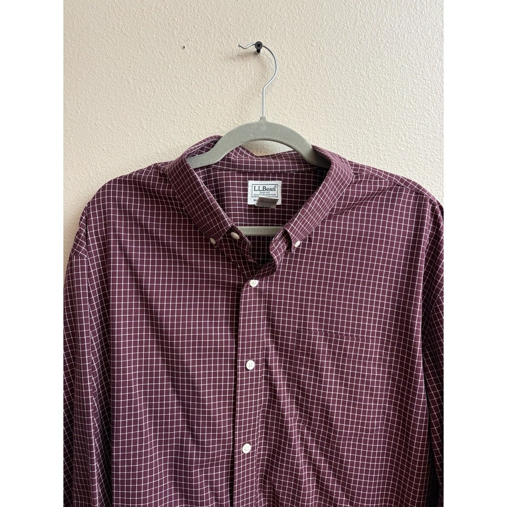L.L.Bean Shirt Mens XXL Red Slightly Fitted 100% Cotton Dress Long Sleeve
